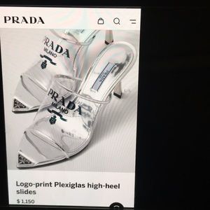 AuthenticPRADA logo print plexiglas highheelslides
